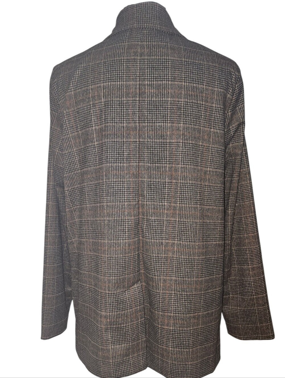 Old Navy Relaxed Twill Blazer M Brown Plaid 2 Button Jacket - Picture 5 of 11